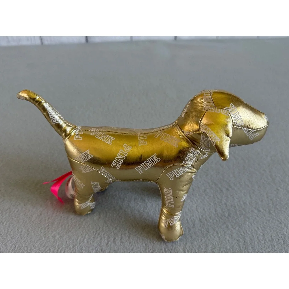 Victoria's Secret PINK Plush Dog Mascot Metallic Gold Logo